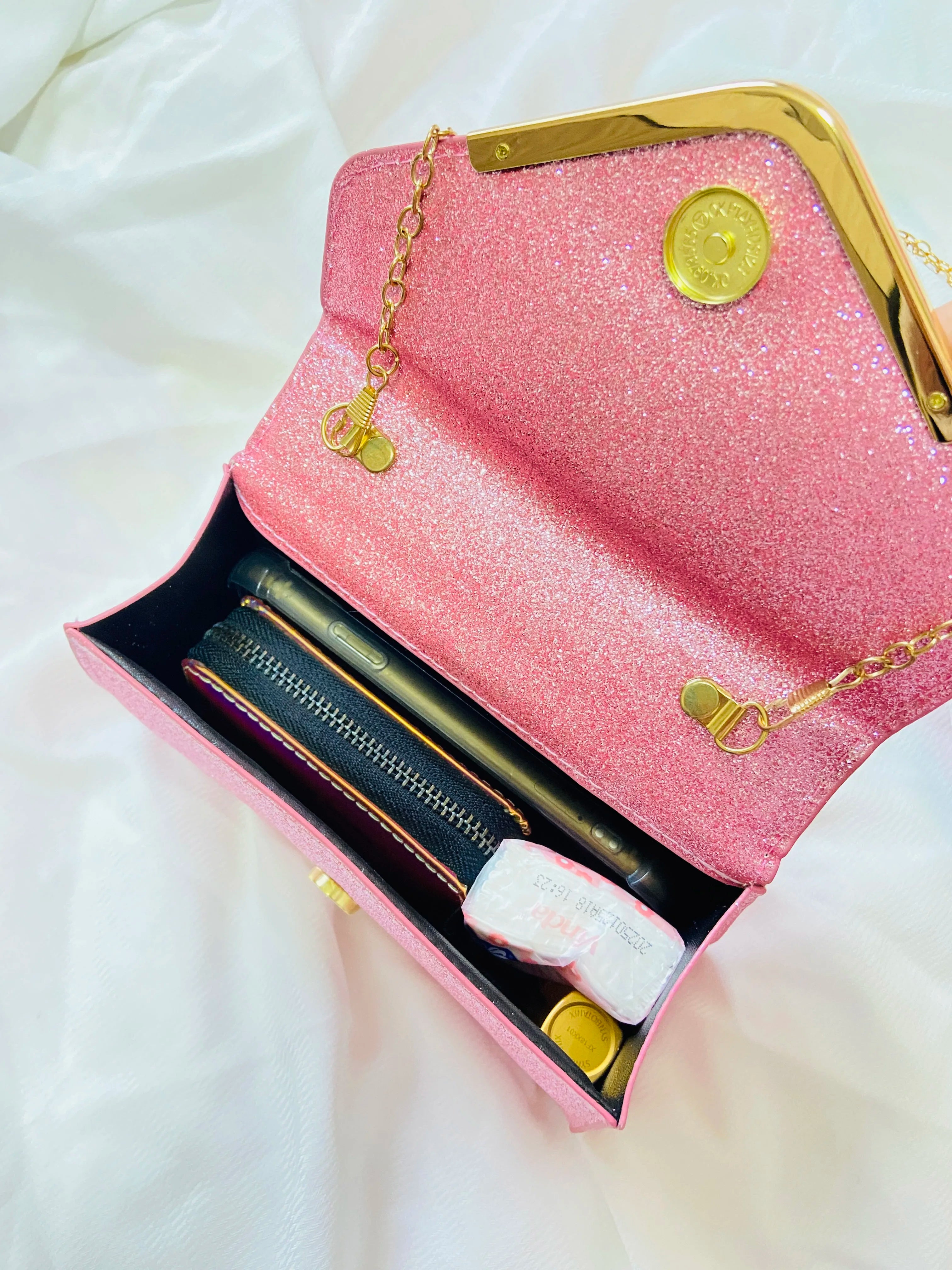 Quirky Red Lips with Smoky Makeup Design Small Handbag, Pure Handmade Luxury Heavy-Duty Rhinestone-Embellished High-End...