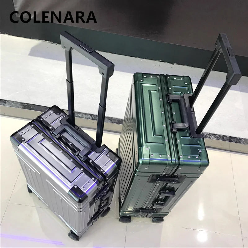 COLENARA 20"24"26"29Inch Full Aluminum Magnesium Alloy Boarding Box Suitcase Men's Business Trolley Case Travel Luggage Bag