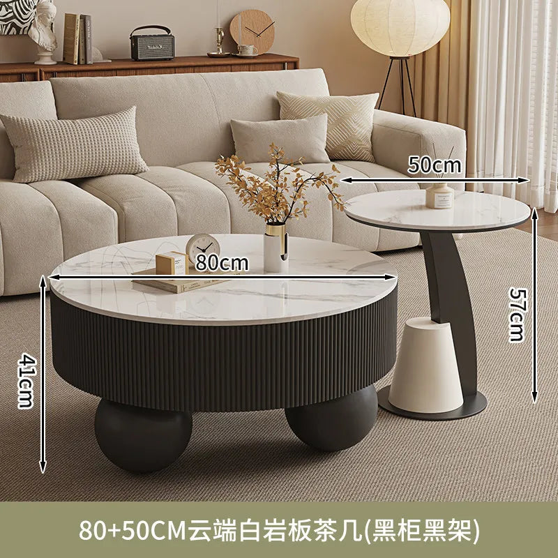 Round Designer Coffee Table Storage Nordic Aesthetic Minimalist Coffee Table Drawers Italian Simple Mesa Auxiliar Home...