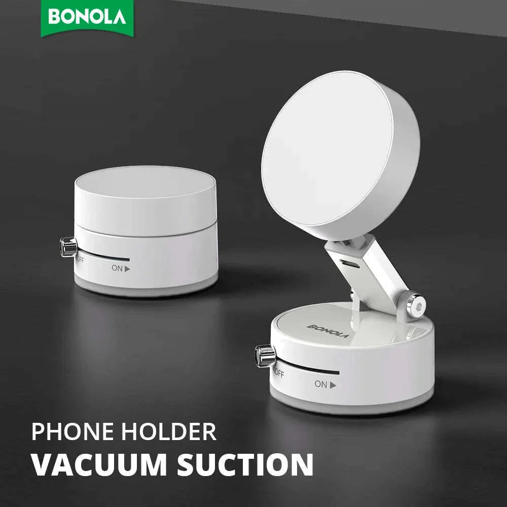 Bonola Mobile Phone Vacuum Suction Cup Holder Foldable for iPhone/ Android Kitchen Lazy Vacuum Double Sided Magnetic Bracket