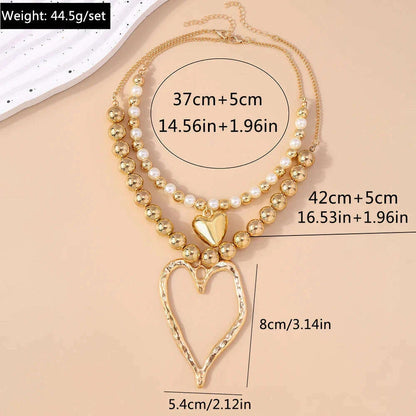 Exaggerated Hollow Big Heart Pendant Necklace for Women Girls CCB Ball Beads Necklace Party Club Punk Jewelry Gifts