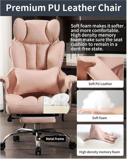 Big and Tall Office Chair 400LBS, Heavy Duty Executive Office Chair with Foot Rest, Home Office Desk Chairs