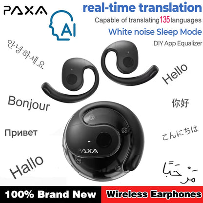 PAXA 2026 Upgraded Wireless Bluetooth AI Translator Earbuds Real-Time Voice Translation Headphones 144 Languages For Travel