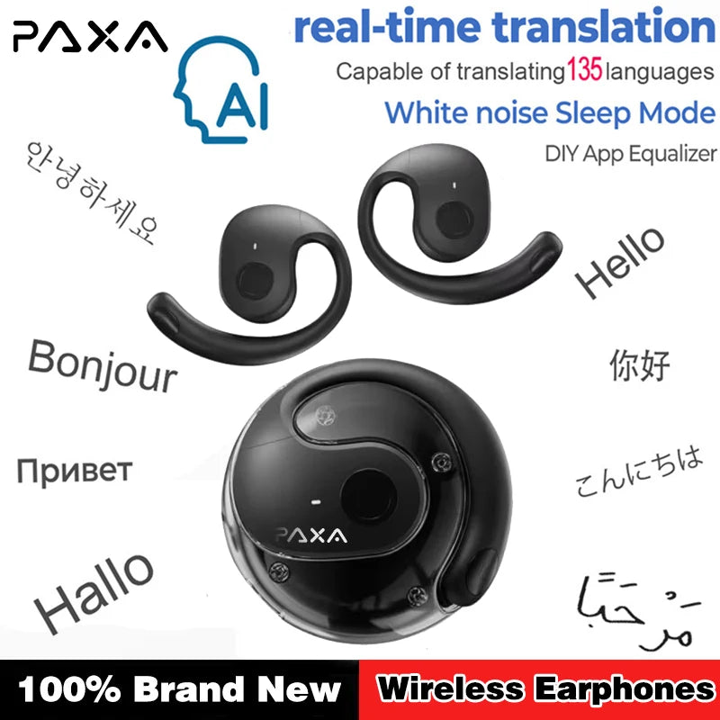 PAXA 2026 Upgraded Wireless Bluetooth AI Translator Earbuds Real-Time Voice Translation Headphones 144 Languages For Travel