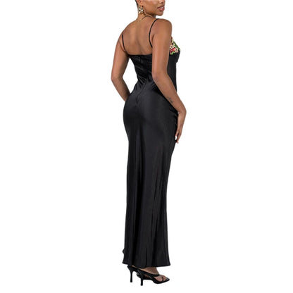 Lamuusaa Sexy Corset Dresses for Women y2k Low Cut Satin Spaghetti Strap Sleeveless Bodycon Dresses Going Out Party Dresses - Kimlud