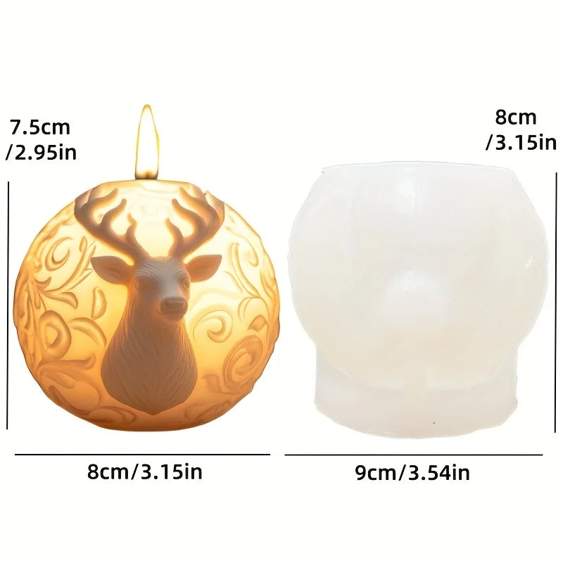 Santa Claus Sleigh Spherical Candle Silicone Mold Santa Claus Elk Scented Candle Mould Santa Claus Sleigh Resin Plaster Molds