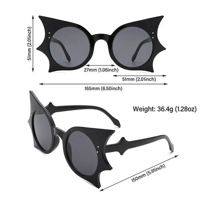 Rimless Bat Shaped Sunglasses Novelty UV 400 Protection Colorful Goth Sun Glasses Halloween Glasses for Women & Men