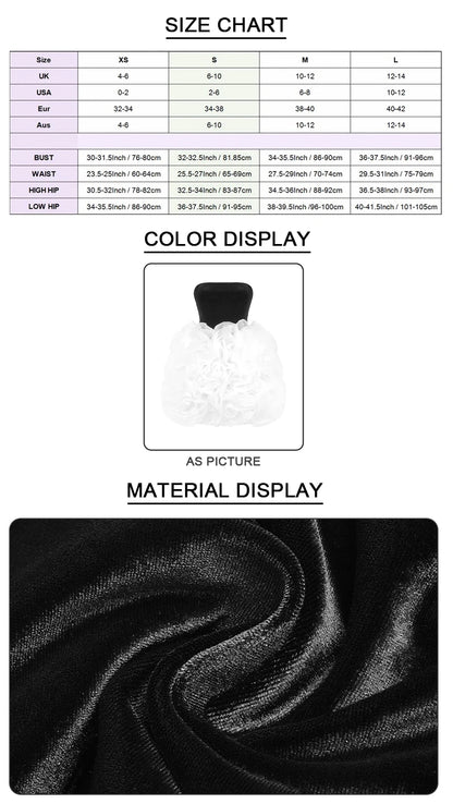 VC Black and White Ruffled Short Dress Tube Velvet Top Sleeveless Open Back 3D Structured Flowers Cocktail Party Mini Ball Gown