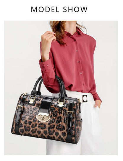Aidrani A Trendy Leopard Print WOMEN'S Handbag Made of Glossy Material Waterproof and Scratch Resistant Technology and High-qua