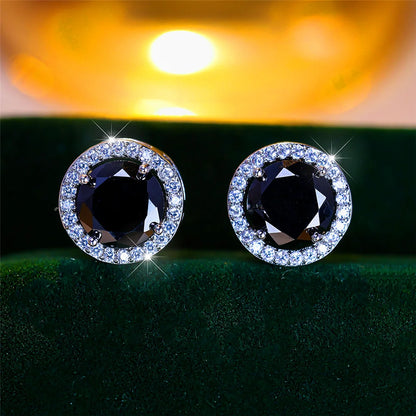 Luxury Female Crystal Purple Blue Green Round Stud Earrings Silver Color Wedding Jewelry For Women | Kimlud Luxury Jewelry