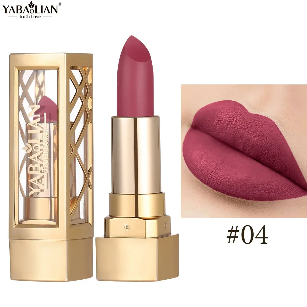 12 Color Gold Tube Lipstick Matte Metallic Glitter Lipstick Waterproof Non-Fade Shimmery Pearl Sparkling Red Lip Gloss Makeup