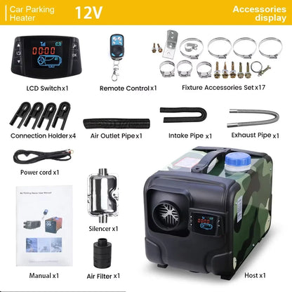12V 24V 8000W Car Heater Air Diesel Heater Aluminum Shell Air Parking Heater Warmer Wireless LCD Remote Control Engine Preheater