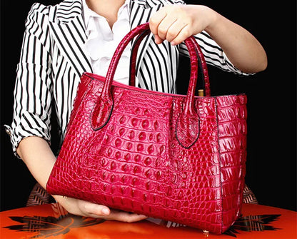 New Crocodile Leather Women's Handbags Genuine Leather Female Portable Shoulder Messenger Bag Fashion Brand Red Tote Bags
