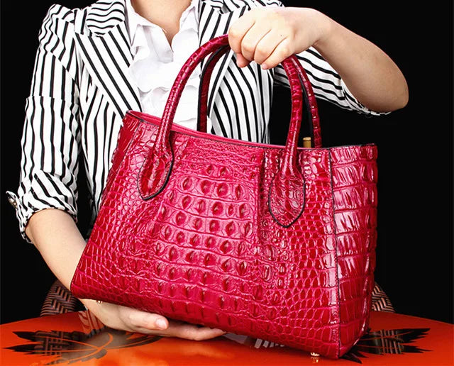 New Crocodile Leather Women's Handbags Genuine Leather Female Portable Shoulder Messenger Bag Fashion Brand Red Tote Bags