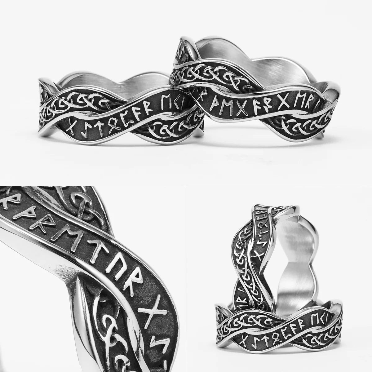 Viking Letter Character Unique Stainless Steel Men Rings Punk New In For Male Women Fashion Jewelry Creativity Gift Wholesale - Kimlud
