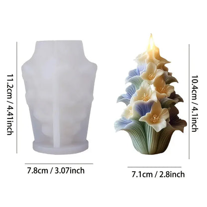 Rose tree candle mold, elegant white flower design, suitable for home decoration and ornaments, handicrafts and creative gifts. - Kimlud