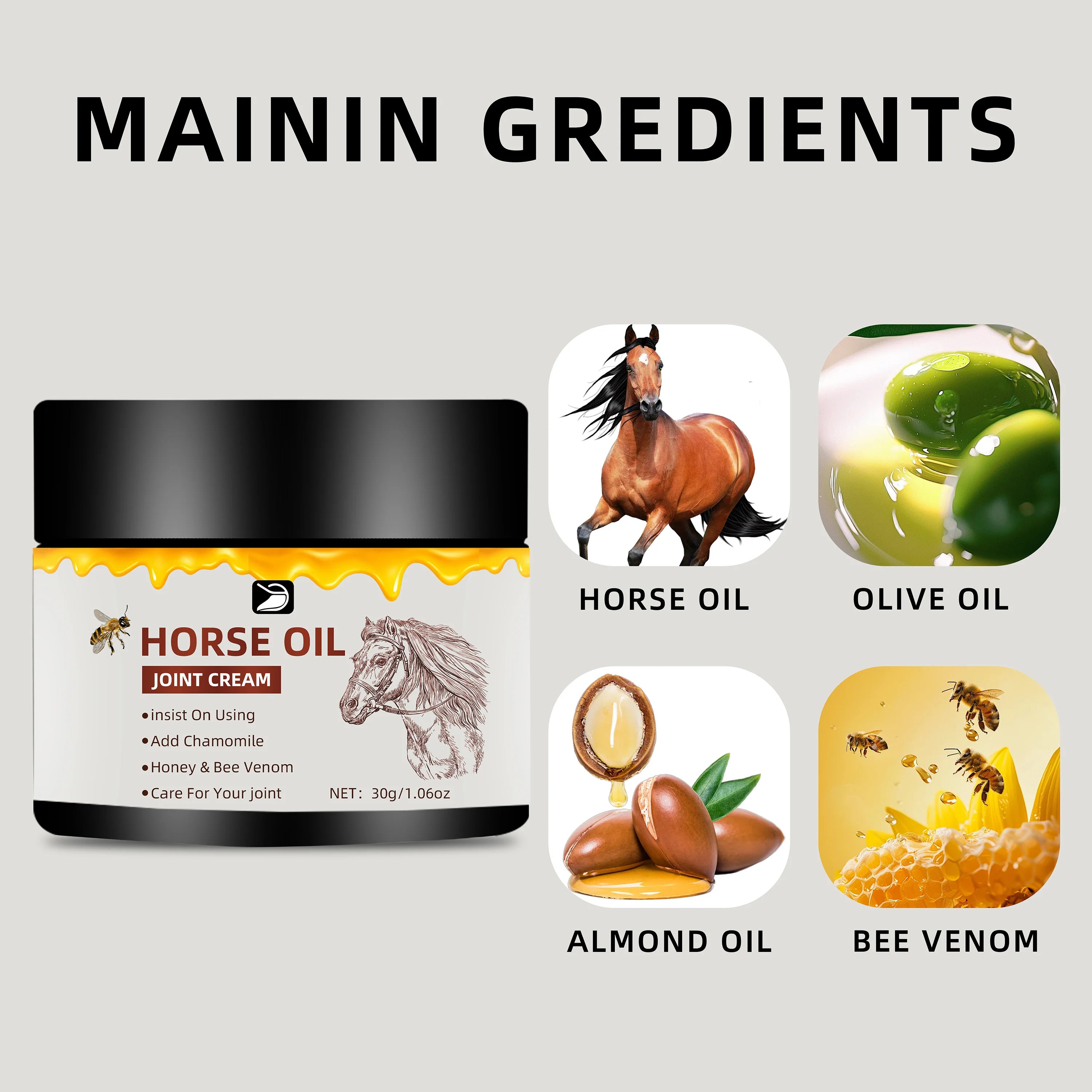 Horse Oil Joint Cream - Fast Absorbing, Non-Greasy Moisturizer for Elbows, Knees & Joints. Fragrance-Free, All Skin...