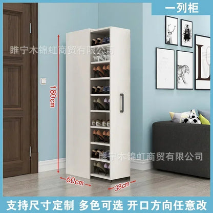 Sliding dustproof shoe cabinet, large capacity wheeled side pull shoe rack storage drawer type seam storage cabinet at...