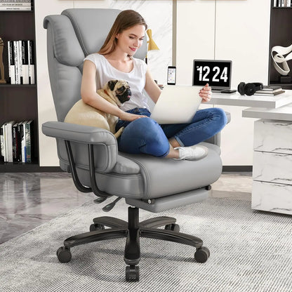 Criss Cross Chair with Wheels, 160°Big and Tall Reclining Office Desk Chair with High Back, Wide Seat, Arms, Footrest,...