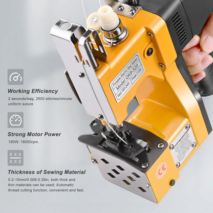GK9-520 190W Handheld Sewing Machine Industrial Electric Bag Sealer With Oil Jug 18000rpm For Rice Bag Woven Bag Sealing Packer
