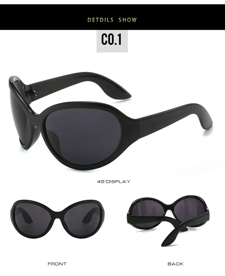 Oversized Punk Oval Sunglasses Y2K Unique Women Men Trend Goggle Sports Sun Glasses Lady Luxury Brand Designer New...