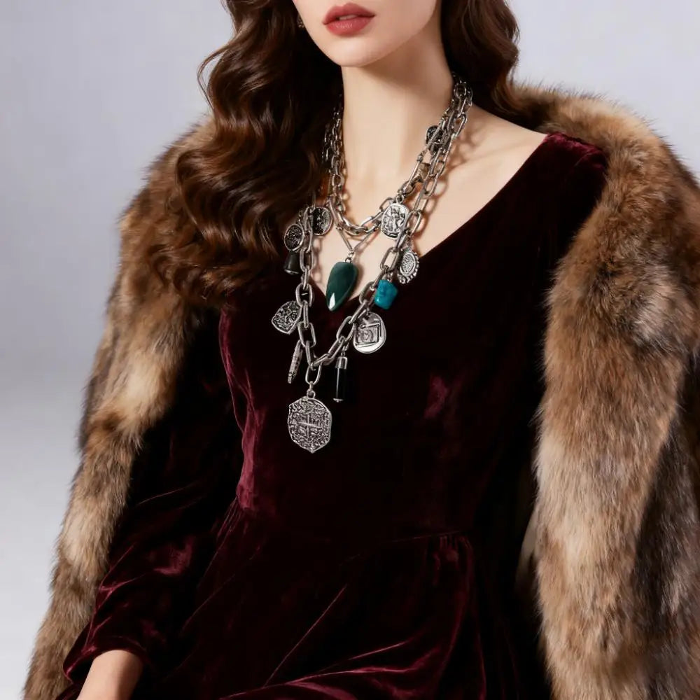 Unique Irregular Shape Pendants And Multi-Layered Designs In European And American Style Necklaces For Women's Banquets...