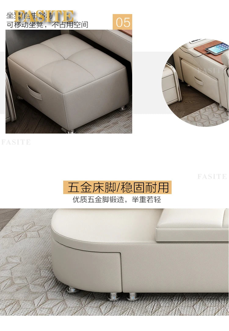 Genuine Leather Tech Smart  Multifunctional Beds Massage Modern Luxury Camas Upholstered With Bluetooth Speaker,Air Cleaner