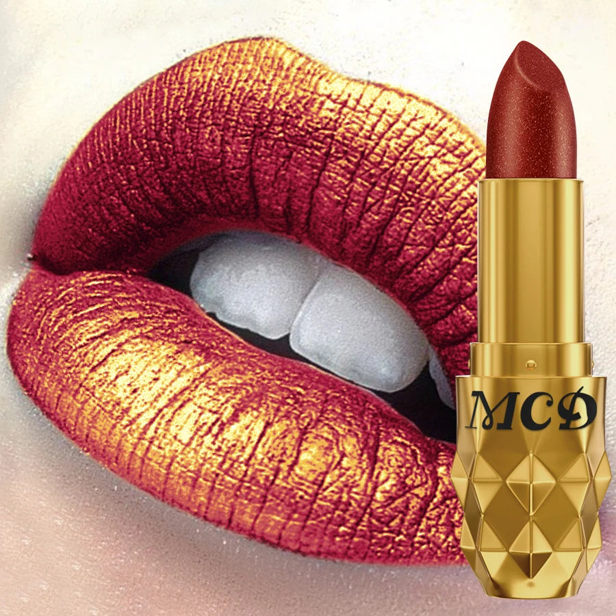 5 colors pearlescent metallic lipstick bold& intense glitter shinny lip tint  long lasting lip senior matte lip makeup gifts