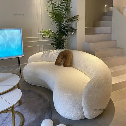 Curved Living Room Sofas Designer Beauty Salon Sofa Clothing Store Rest Area Reception Sofa Cream Style Living Room...