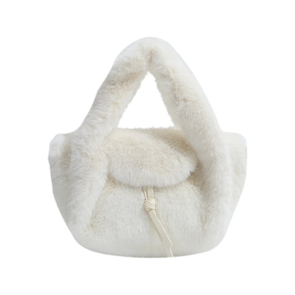 Cute Tan Faux Fur Top Handle Bag 2-in-1 Crossbody Bag Winter Warm Casual Handbag Ideal for Dating Shopping Outings for Women