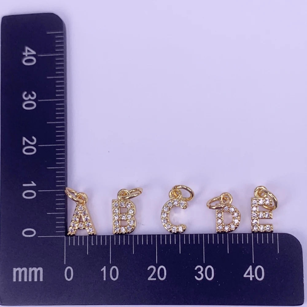 Gold Color Hip Hop 26 Initials Letter Pendant A-Z Alphabet CZ Zircon Necklace Earrings Jewelry Accessories Women...