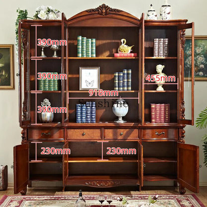 American solid wood four-door large bookcase large capacity shelf | Kimlud Mid Range Shelf