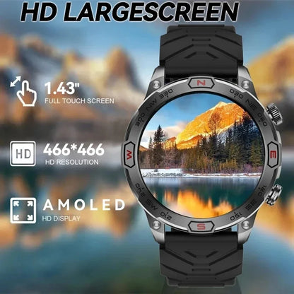 For Huawei Xiaomi Outdoor Sport GPS Smart Watch Men 1.43'' 466*466 HD AMOLED Screen IP68 Waterproof Bluetooth Call Smart Watches