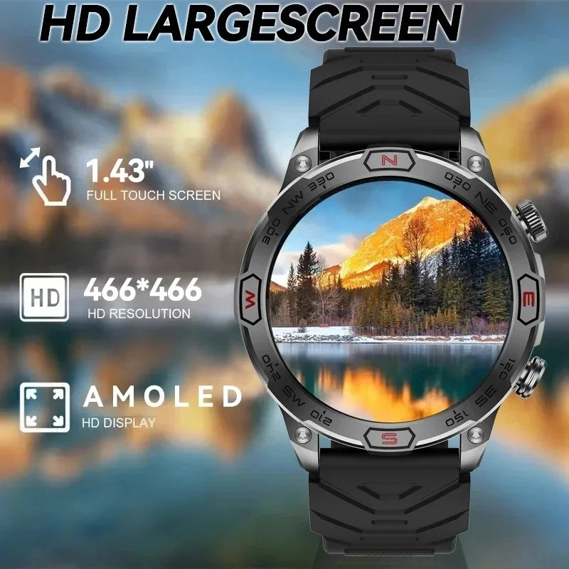 For Huawei Xiaomi Outdoor Sport GPS Smart Watch Men 1.43'' 466*466 HD AMOLED Screen IP68 Waterproof Bluetooth Call Smart Watches