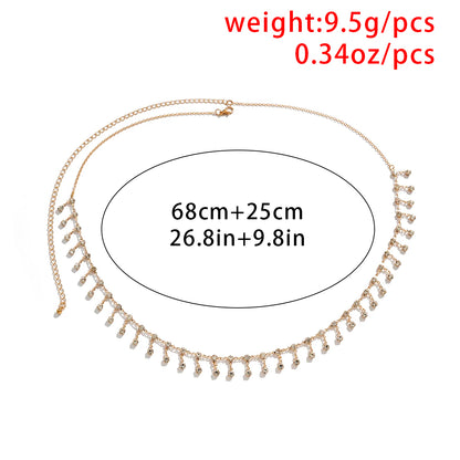 Sexy Tassel Waist Chain Belt Zircon Rhinestone Belly Body Chain Fashion Trend Jewelry For Women Festival Rave Party Accessories - Kimlud