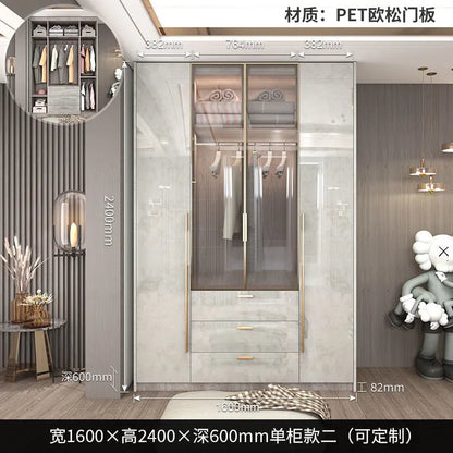 Support Storage Wardrobes Glass Door Shelves Organizers Luxury Wardrobe Bedroom Storage ClothesCupboard Armoires home Furniture - Kimlud