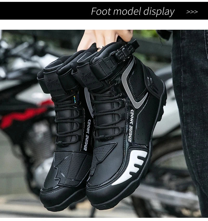 Motorcycle Boots Men Breathable Anti Slip Motorbike Cycling Ankle Length Shoes Man Motorcycle Riding Boots Motos Sports Boot - Kimlud