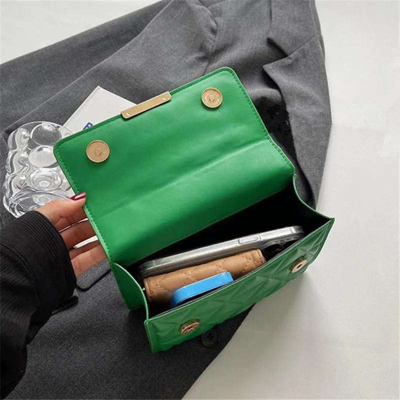 Trendy Quilted Chain Crossbody Shoulder Bag, Stylish Multi Color Small Square Purse, Chic & Perfect for Women's Everyday Use - Kimlud