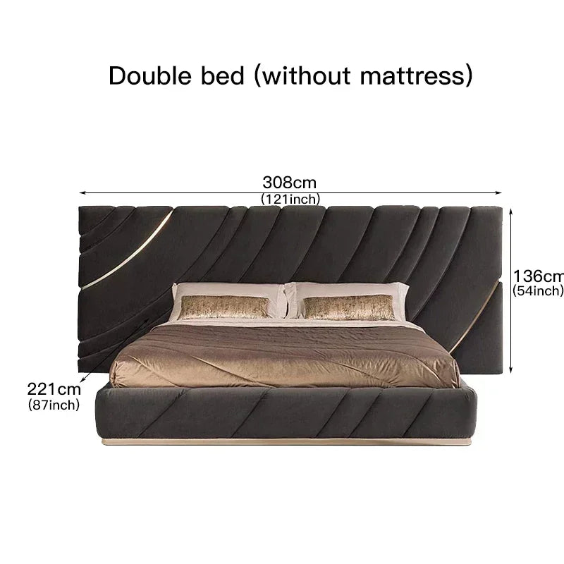 High-end Double Bed Luxury Bedroom Furniture Set Customizable Villa Bedroom Furniture Black Mattress King/Queen Size Bed...