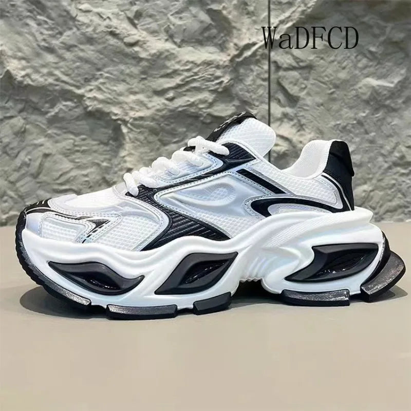 Chunky Sneaker Men Original Designer Breathable Sport Shoes Fashion Casual Leather Fabric Height Increased Platform Tennis Shoes