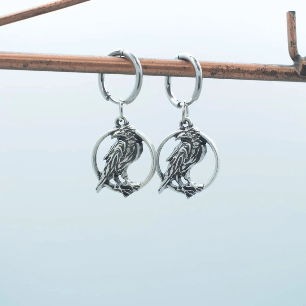 Norse viking bird celtics raven earring