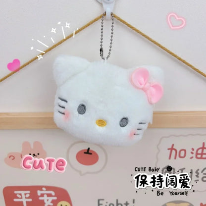 Sanrio Hello Kitty Plush Coin Purse Cartoon Keychain Bag Zipper Coin Wallet Storage Bag Key Earphone Pouch Decorations Girl Gift