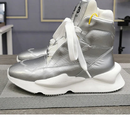 High-top Men's Sneakers Cow Suede Original Design Casual Boots Non-slip Wearable Women's Sneakers Round-toe Cool Sports Shoes - Kimlud