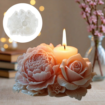 Peony Rose Bud Bouquet Candle Silicone Mold Peony Flower Clusters Candle Mould Christmas Gift Flower Bundle Resin Gypsum Molds