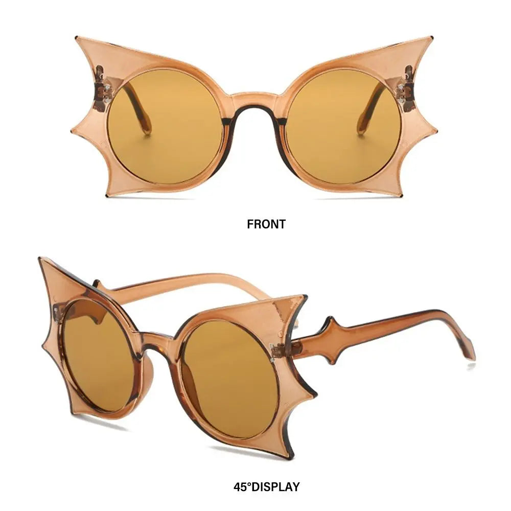 Rimless Bat Shaped Sunglasses Novelty UV 400 Protection Colorful Goth Sun Glasses Halloween Glasses for Women & Men