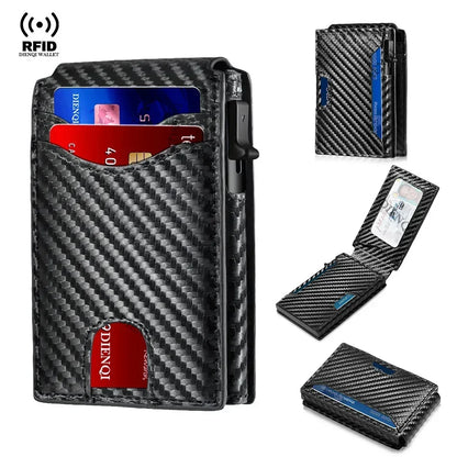 Rfid Credit Card Holder Carbon Fiber Wallets Men Anti Theft Slim Thin Luxury Bank Money Cardholder Case Minimalist Wallet Purse