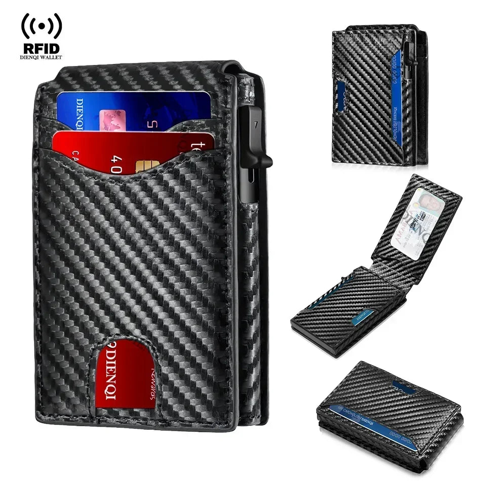 Rfid Credit Card Holder Carbon Fiber Wallets Men Anti Theft Slim Thin Luxury Bank Money Cardholder Case Minimalist Wallet Purse