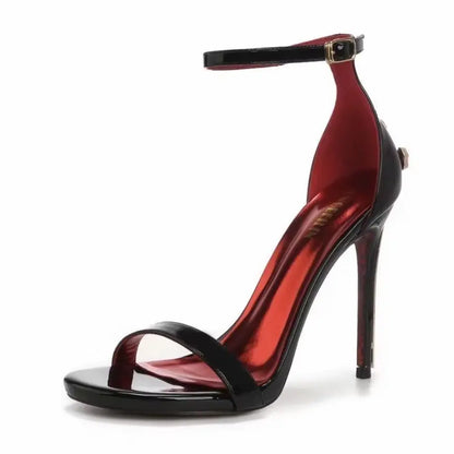 Elegant Sexy Patent Leather High Heeled Sandals Luxury Designer Fine Heel Fashion Women Zapatos