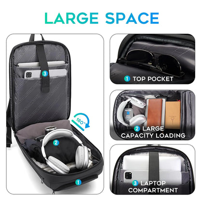BANGE 15.6 Inch Water Resistant Travel Smart Laptop Backpack Carry On Backpack with USB Charging Port,Large Durable Computer Bag
