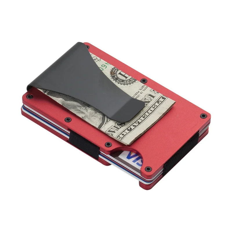 RFID Clip Metal Wallet Blocking Aluminum Minimalist Credit Card Holder Money Wallets 2024 All Color Slim Business Bank Id Case